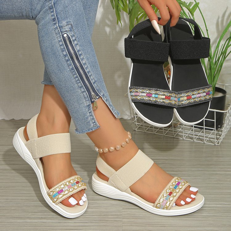 Damen Komfortable und modische Sandalen mit dekorativem Riemen EB