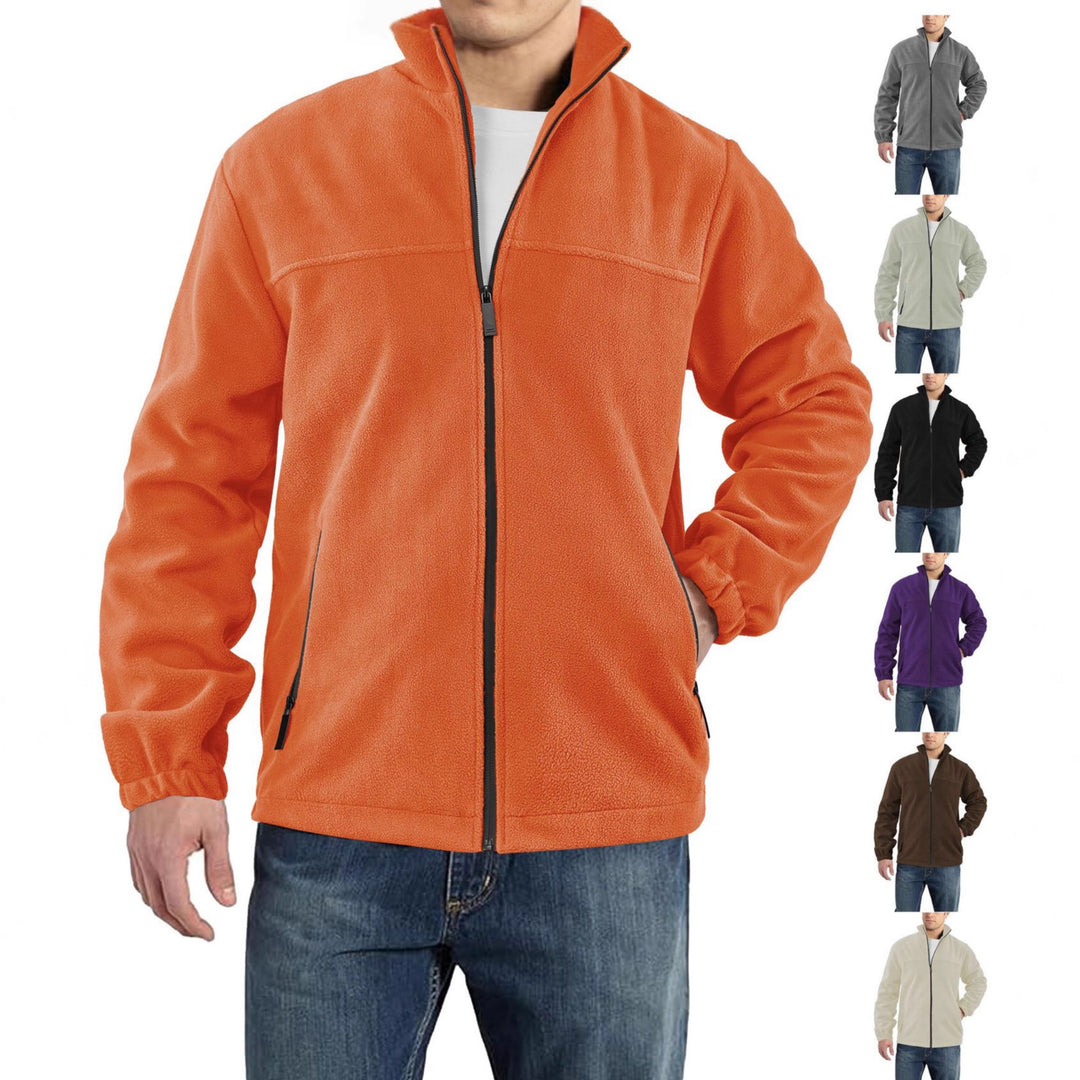 Herren nan warme Fleecejacke mit Reißverschluss, Stehkragen und Reißverschlusstaschen EB
