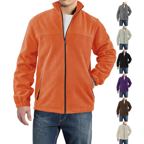 Herren nan warme Fleecejacke mit Reißverschluss, Stehkragen und Reißverschlusstaschen EB