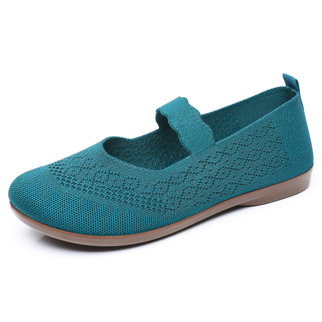 Damen Komfortable und atmungsaktive Ballerinas mit verstellbarem Riemen EB