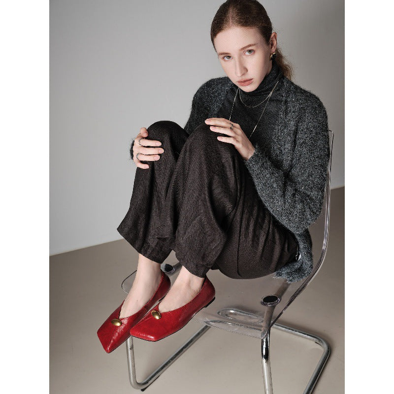 Damen elegante Ballerinas mit spitzem Zehenbereich und dekorativem Riemchen EB