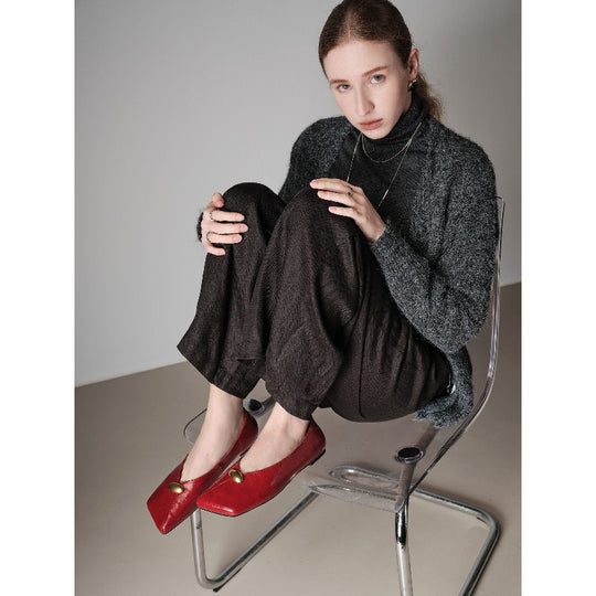 Damen elegante Ballerinas mit spitzem Zehenbereich und dekorativem Riemchen EB