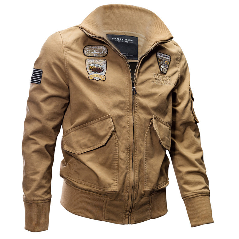 Herren nan leichte Utility Bomberjacke mit bestickten Abzeichen und Taschen EB