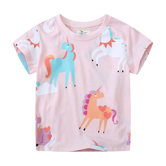 Mädchen T-Shirt mit buntem Einhorn-Design EB