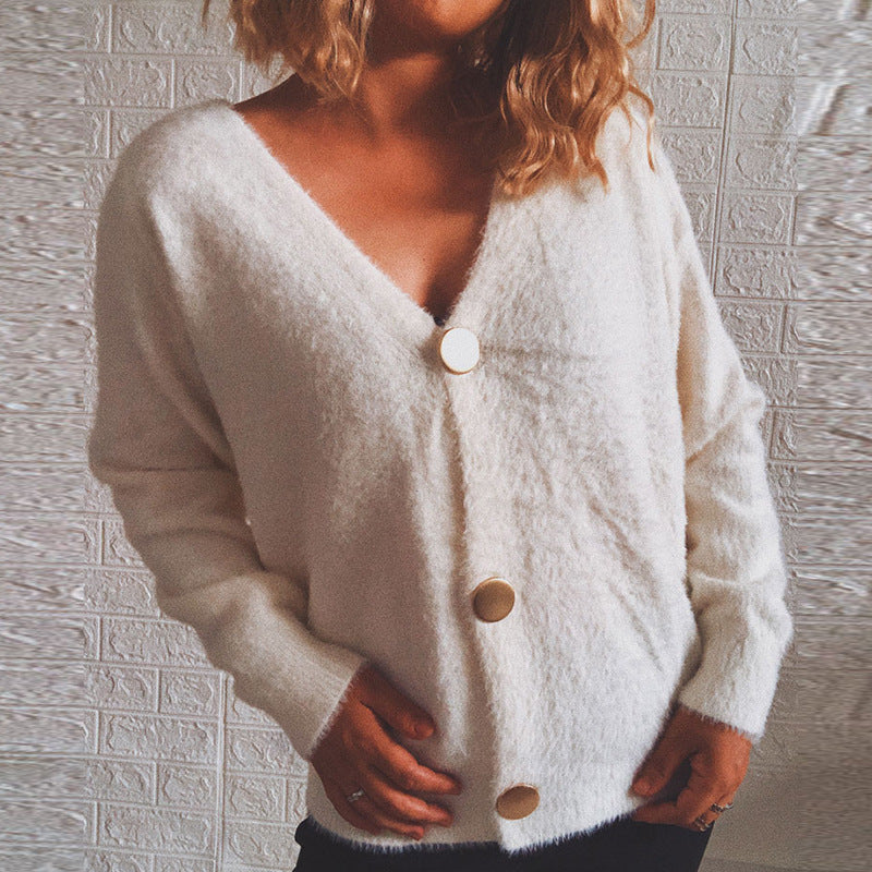Damen Kuschelige Strickjacke mit Knopfdetails und weit geschnittenem Design EB