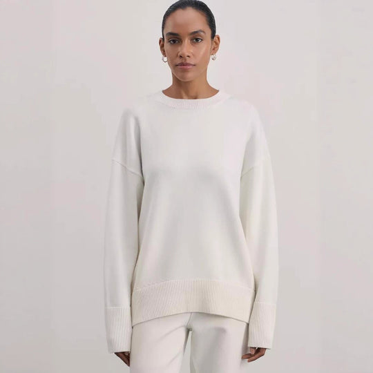 Damen weicher Strickpullover mit lässigem Schnitt und hochgeschlossenem Hals EB