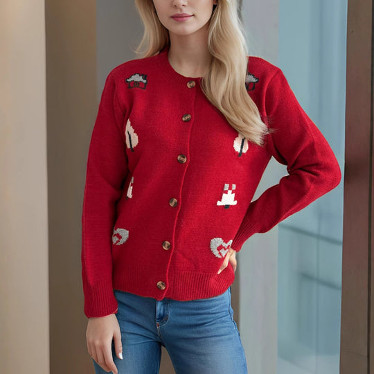 Damen Strickjacke mit kunstvollem Motiv EB