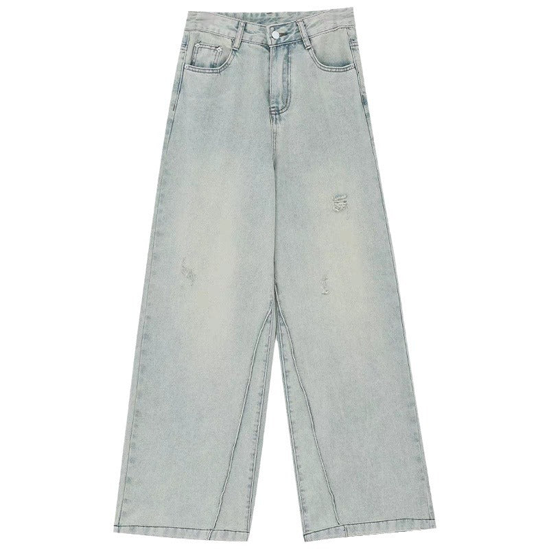 Damen Elegante Weitbein-Jeans mit modischen Akzentuierungen und hohem Bund EB