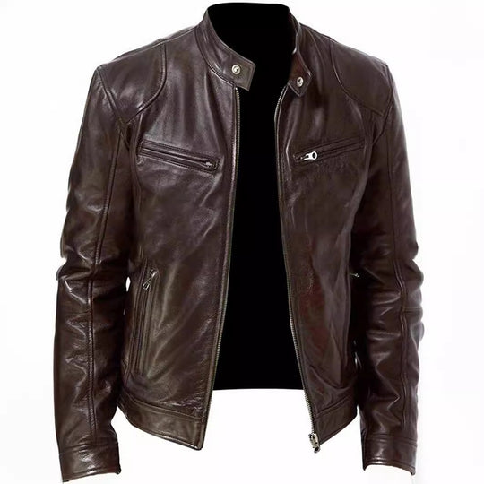 Herren Bikerlederjacke mit asymmetrischem Reißverschluss