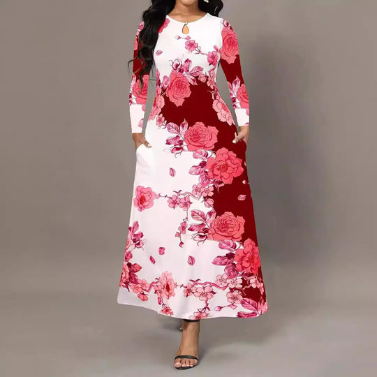 Damen Maxikleid mit floralen Mustern EB