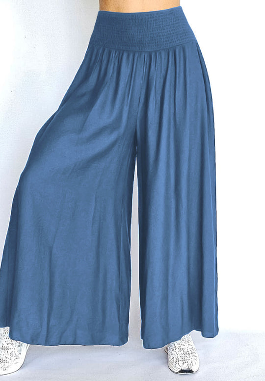 Damen Weite Palazzo-Hose mit elastischem Bund und fließendem Stoff EB
