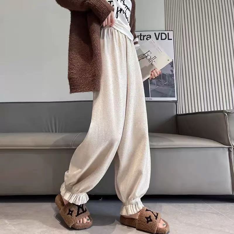 Damen bequeme Palazzohose aus glänzendem Material EB