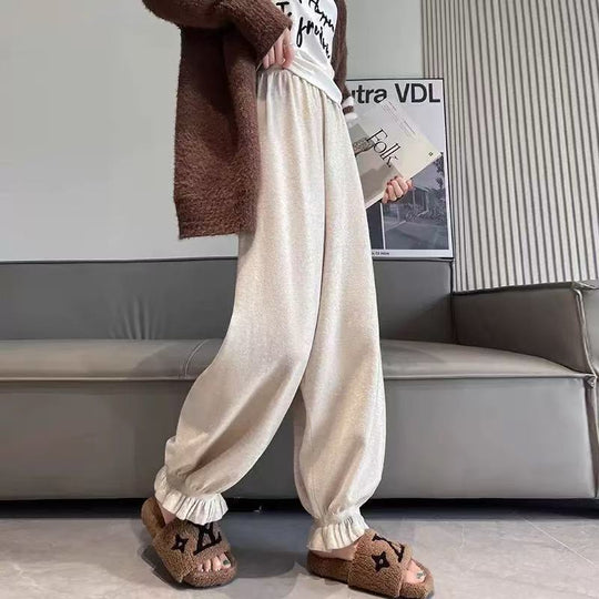 Damen bequeme Palazzohose aus glänzendem Material EB