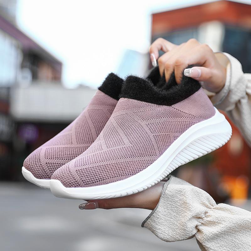 Damen Bequeme Slip-On Sneakers mit Fleece-Futter EB