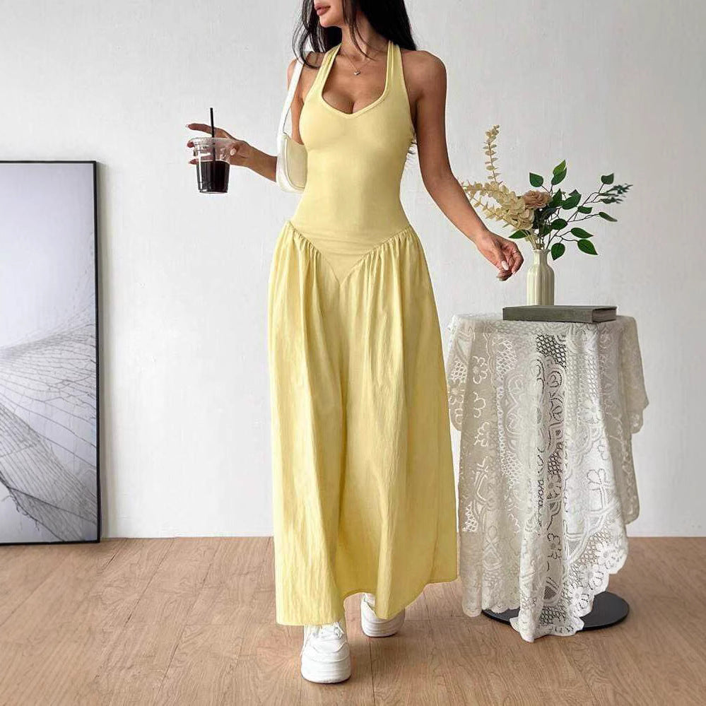 Damen Maxi-Kleid mit trägerlosem Design und voluminösem Rock EB
