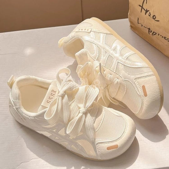 Damen Sneakers mit dekorativen Schleifen und atmungsaktivem Obermaterial EB