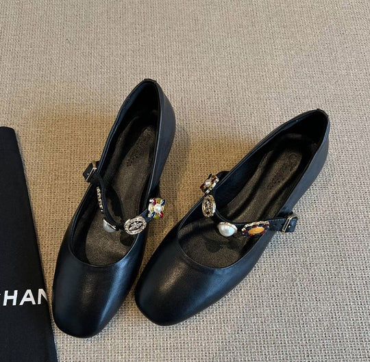 Damen Ballerina-Schuhe mit dekorativer Schnalle und elegantem Design EB