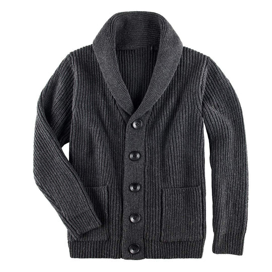 Damen Strickjacke mit Schalkragen und Knopfverschluss EB