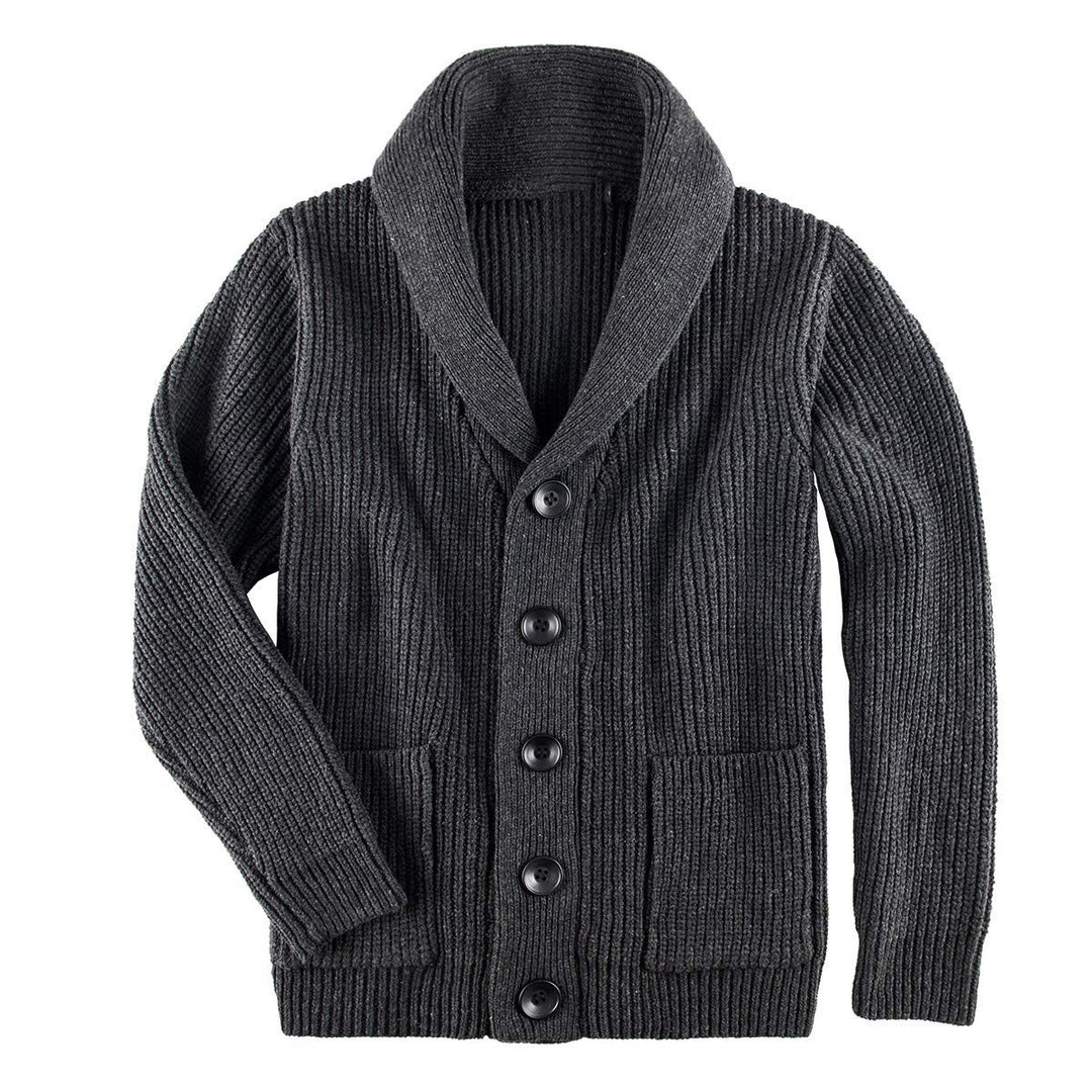 Damen Grobstrick Pulloverjacke mit elegantem Schalkragen und knöpfen EB