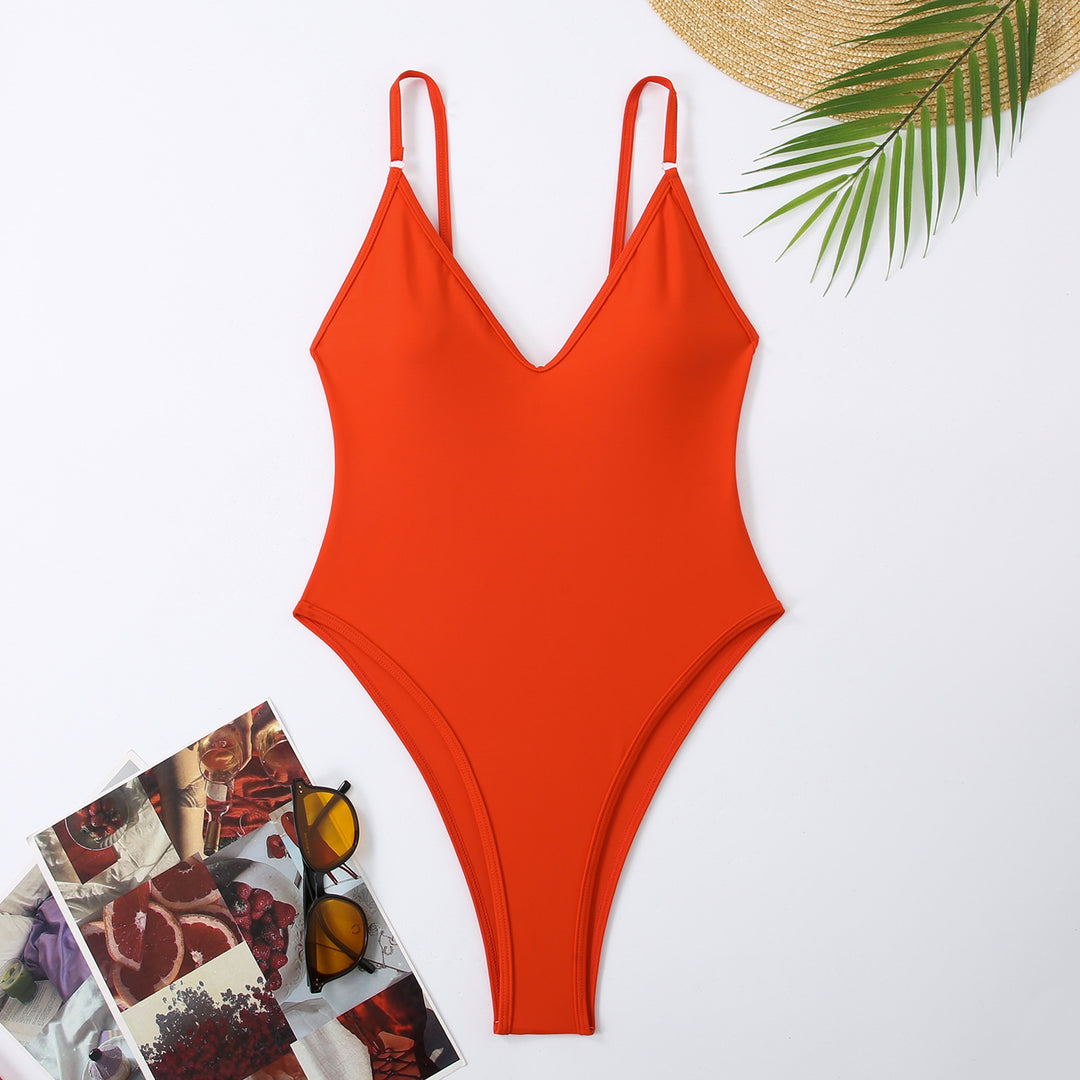 Damen Designer Badeanzug mit elegantem V-Ausschnitt EB