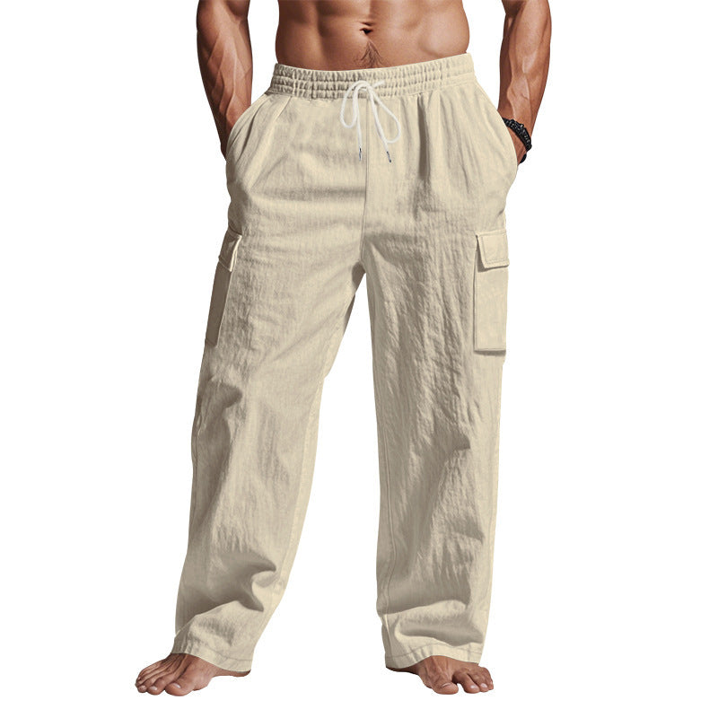 Herren nan lockere Cargo-Freizeithose mit elastischem Tunnelzugbund und mehreren Taschen EB