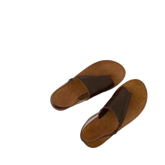 Damen Zehentrenner-Sandalen mit ergonomischem Fußbett aus hochwertigem Naturmaterial EB