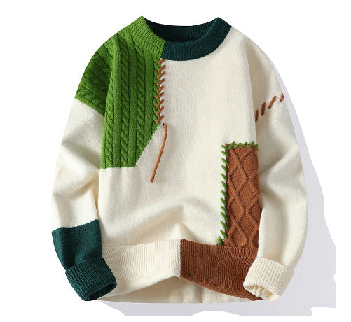 Herren Strickpullover mit kreativem Muster und strukturierten Akzenten EB