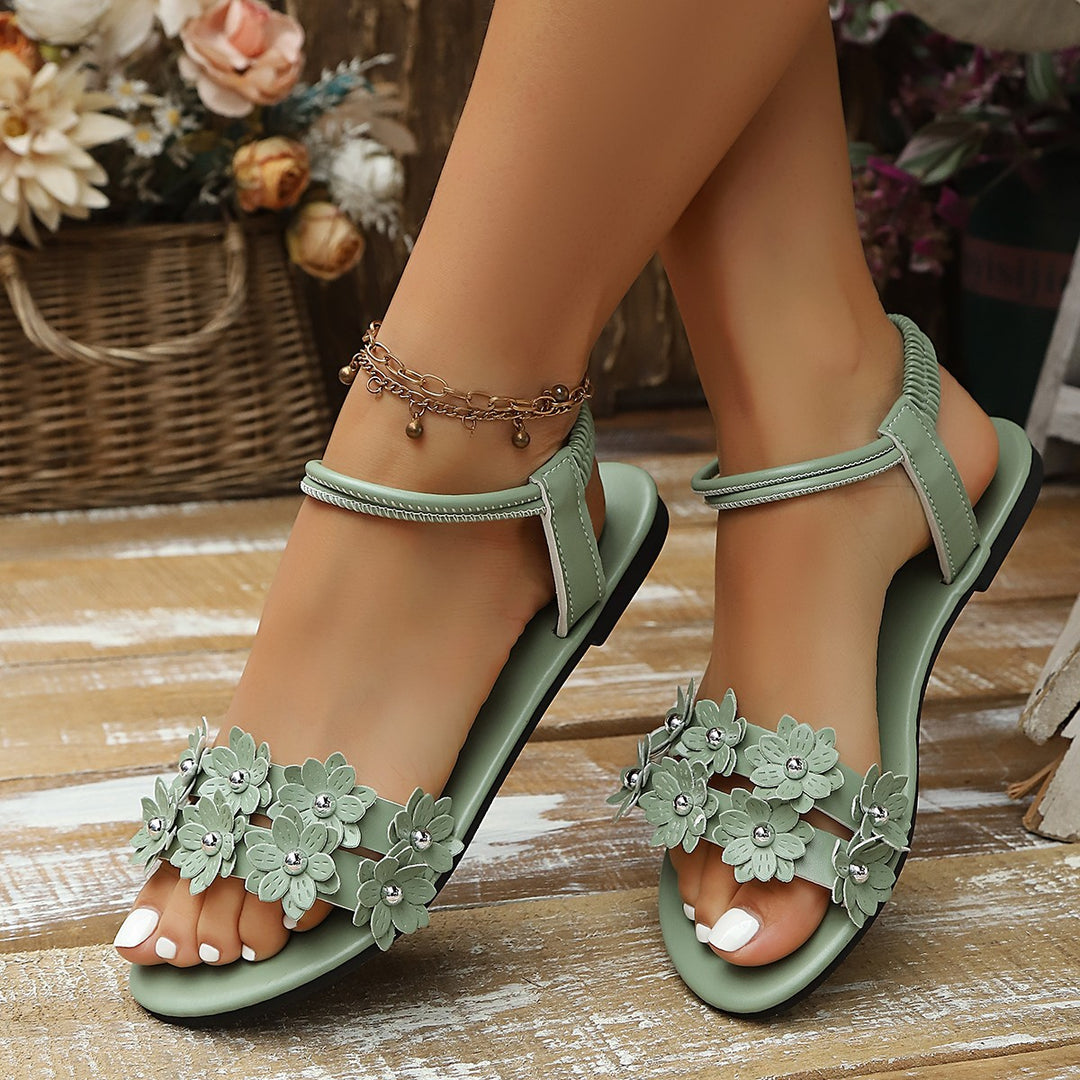 Damen elegante Sandalen mit floralem Design und rutschfester Sohle EB