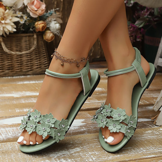 Damen elegante Sandalen mit floralem Design und rutschfester Sohle EB