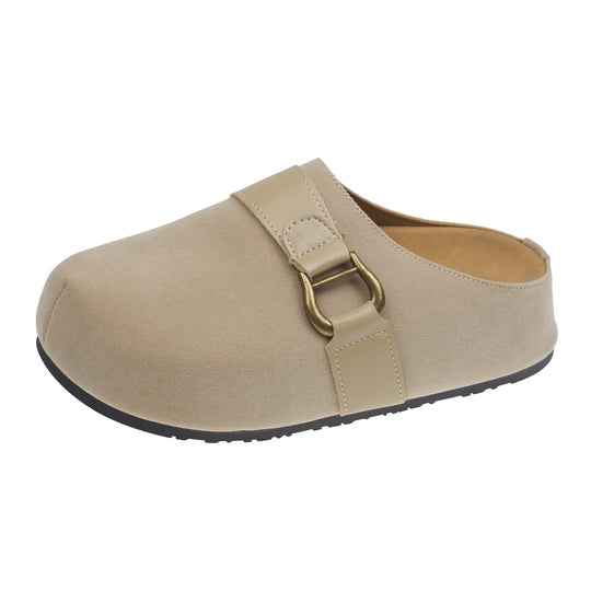 Damen Clogs aus hochwertigem Wildleder mit modischem Schnallenverschluss EB