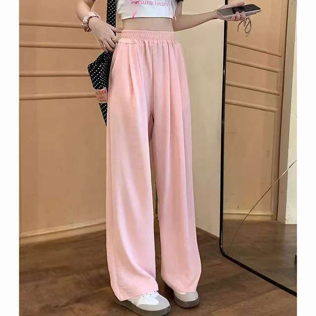 Damen Weite Leinenhose mit elastischem Bund und praktischen Taschen EB