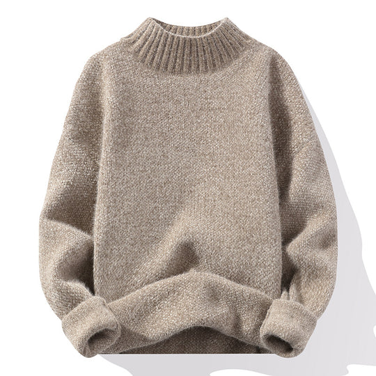 Damen Hochwertiger Rippstrickpullover mit hohem Kragen und lässigem Schnitt EB