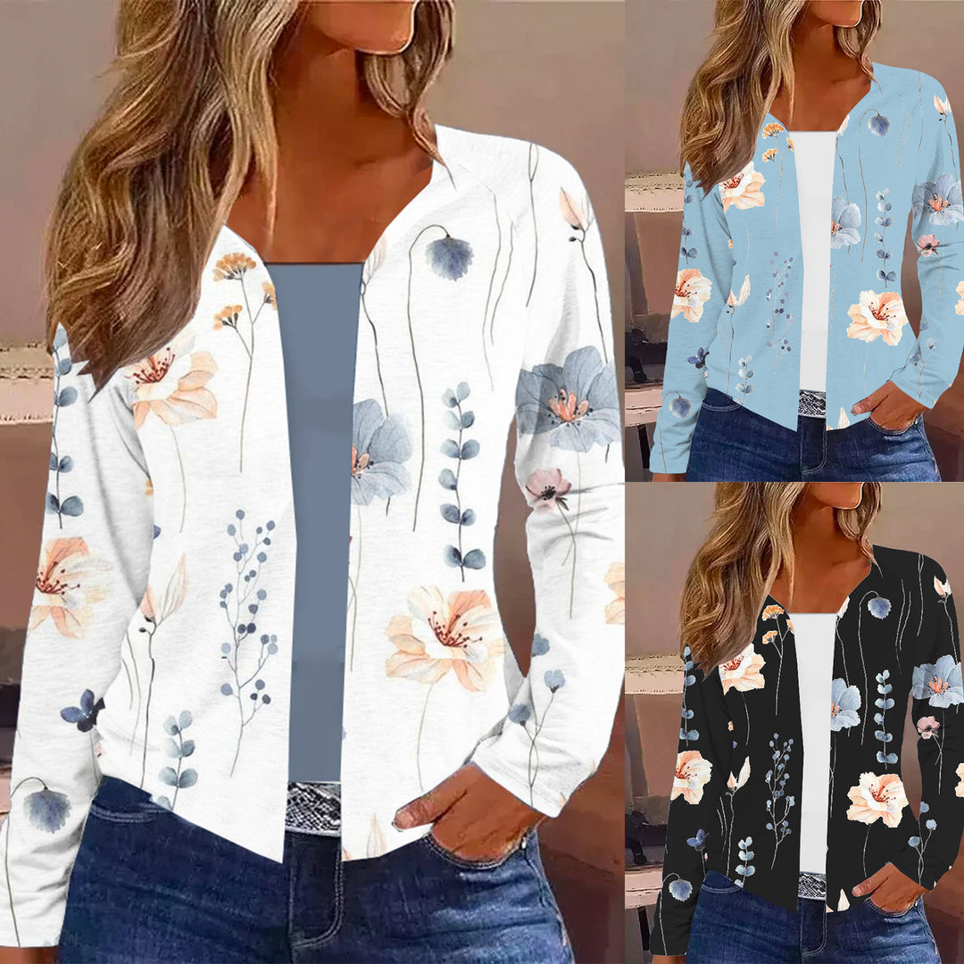 Damen Langarm-Cardigan mit floralen Mustern EB