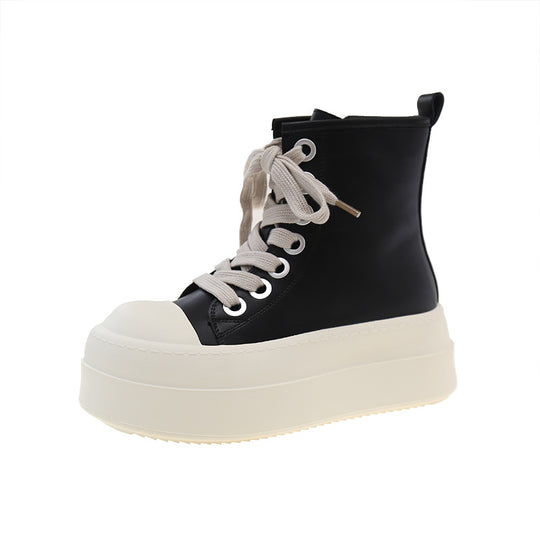 Damen Plattform Sneakers mit modischem Obermaterial und auffälligem Absatz EB