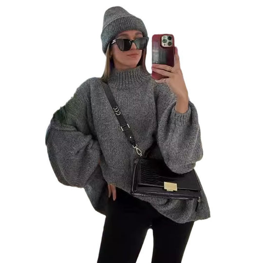 Damen Oversized Strickpullover mit weichem Material und modischen Ärmeln EB