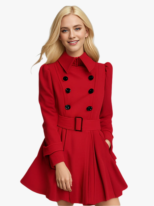 Damen eleganter Trenchcoat mit ausgestelltem Schnitt und französischem Kragen EB