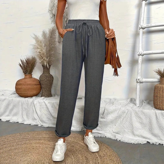 Damen Loungehose mit elastischem Bund und modischen Details EB