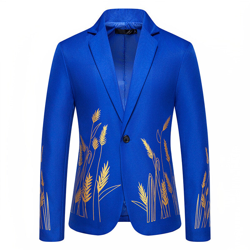 Damen Eleganter Blazer mit kunstvollem Pflanzenmuster und feiner Textur EB