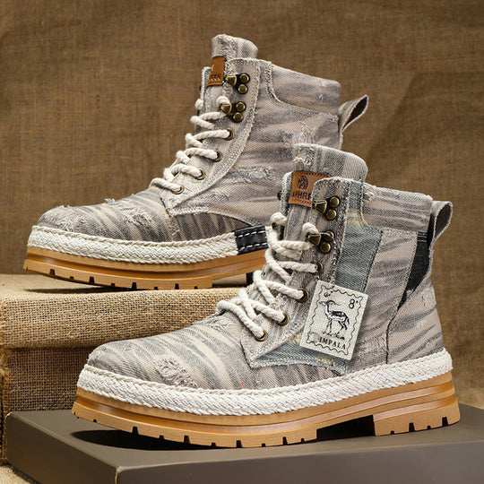 Damen Sportliche High-Top Boots mit strapazierfähigem Denim-Obermaterial EB