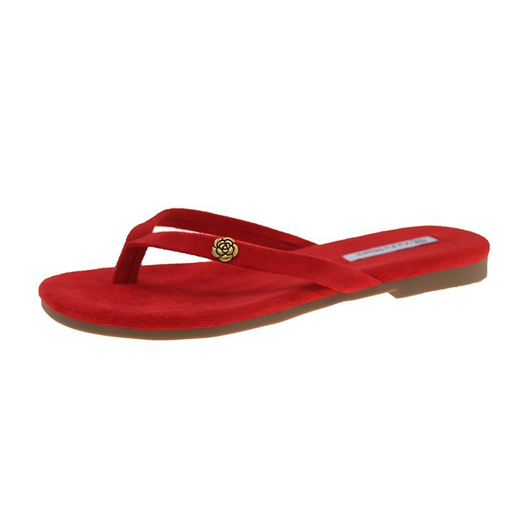 Damen modische Zehentrenner-Sandalen mit eleganter Blumenapplikation EB