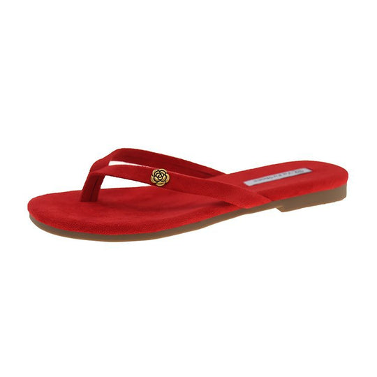 Damen modische Zehentrenner-Sandalen mit eleganter Blumenapplikation EB