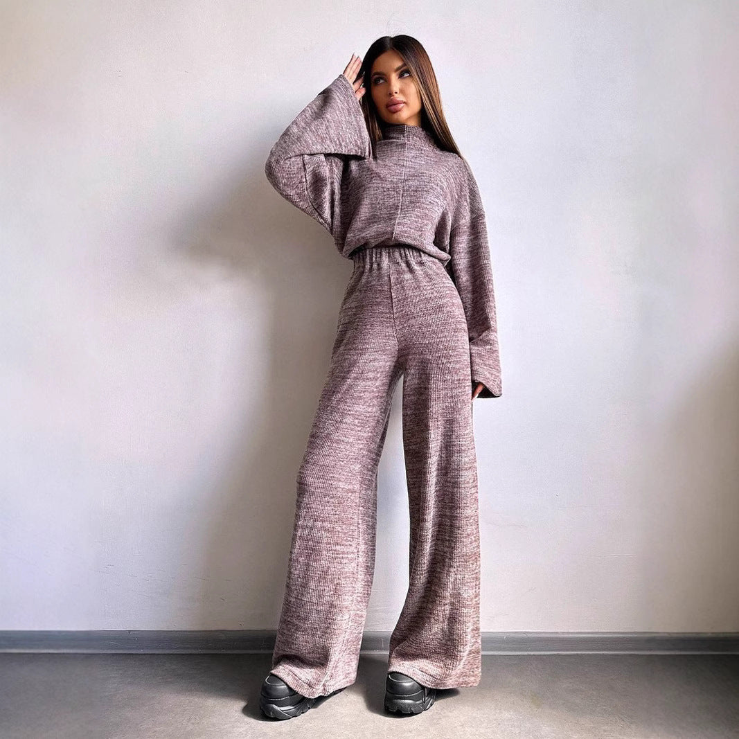 Damen Bequemer Sweat-Loungewear-Anzug mit weitem Schnitt und hohen Ärmeln EB