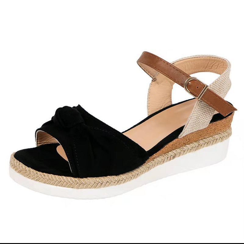 Damen Wedge-Sandaletten mit eleganter Schleifenapplikation und komfortablem Fußbett EB