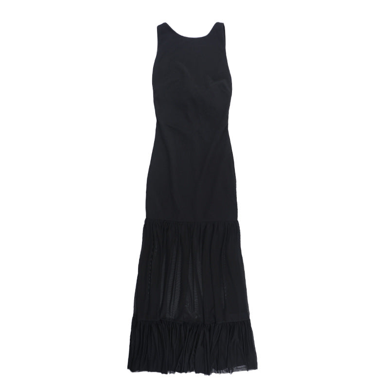Damen Elegantes Maxikleid mit transparenten Einsätzen und Rüschendetails EB