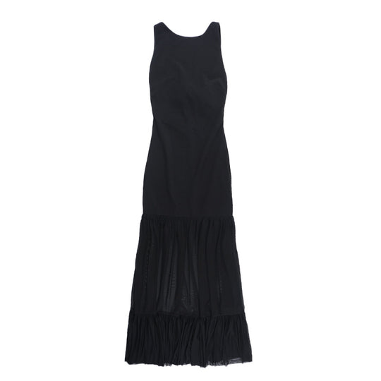 Damen Elegantes Maxikleid mit transparenten Einsätzen und Rüschendetails EB