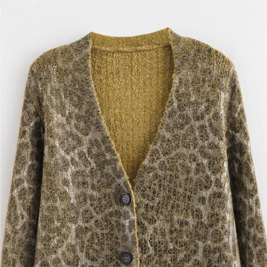 Damen Kuschelige Strickjacke mit animalischem Muster EB