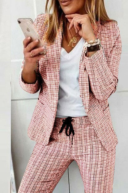 EB | Karo Blazer Mantel & Kordelzughose Satz