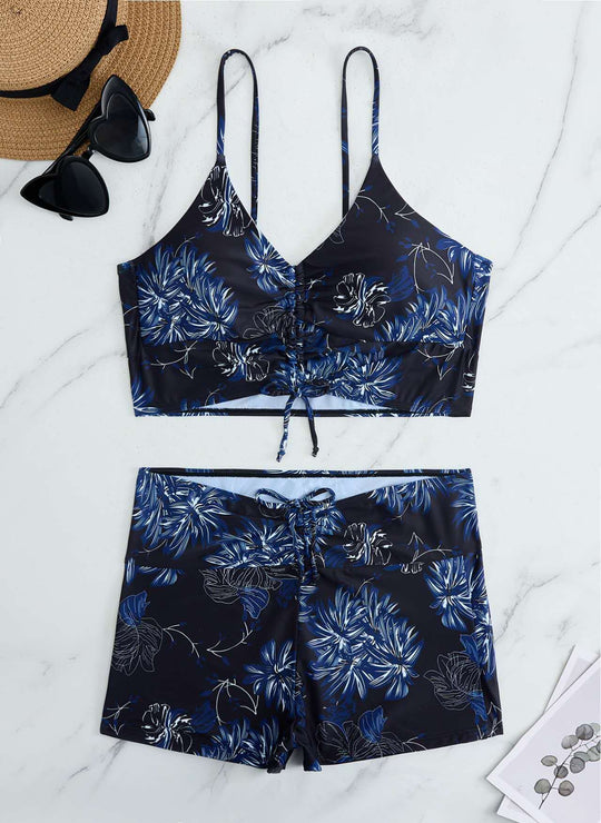 Damen Bikini mit floralem Rüschendesign und verstellbaren Trägern EB