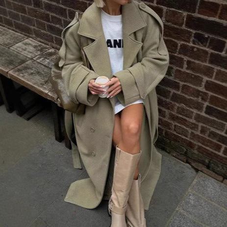 Damen Wolle Trenchcoat EB