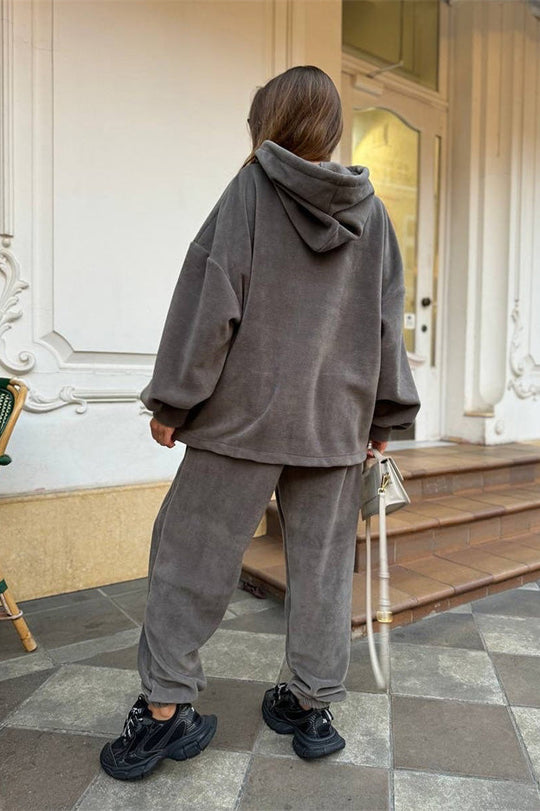 EB | Crew Polar Fleece Kapuzenpullover und Jogginghose Zweiteiliges Satz